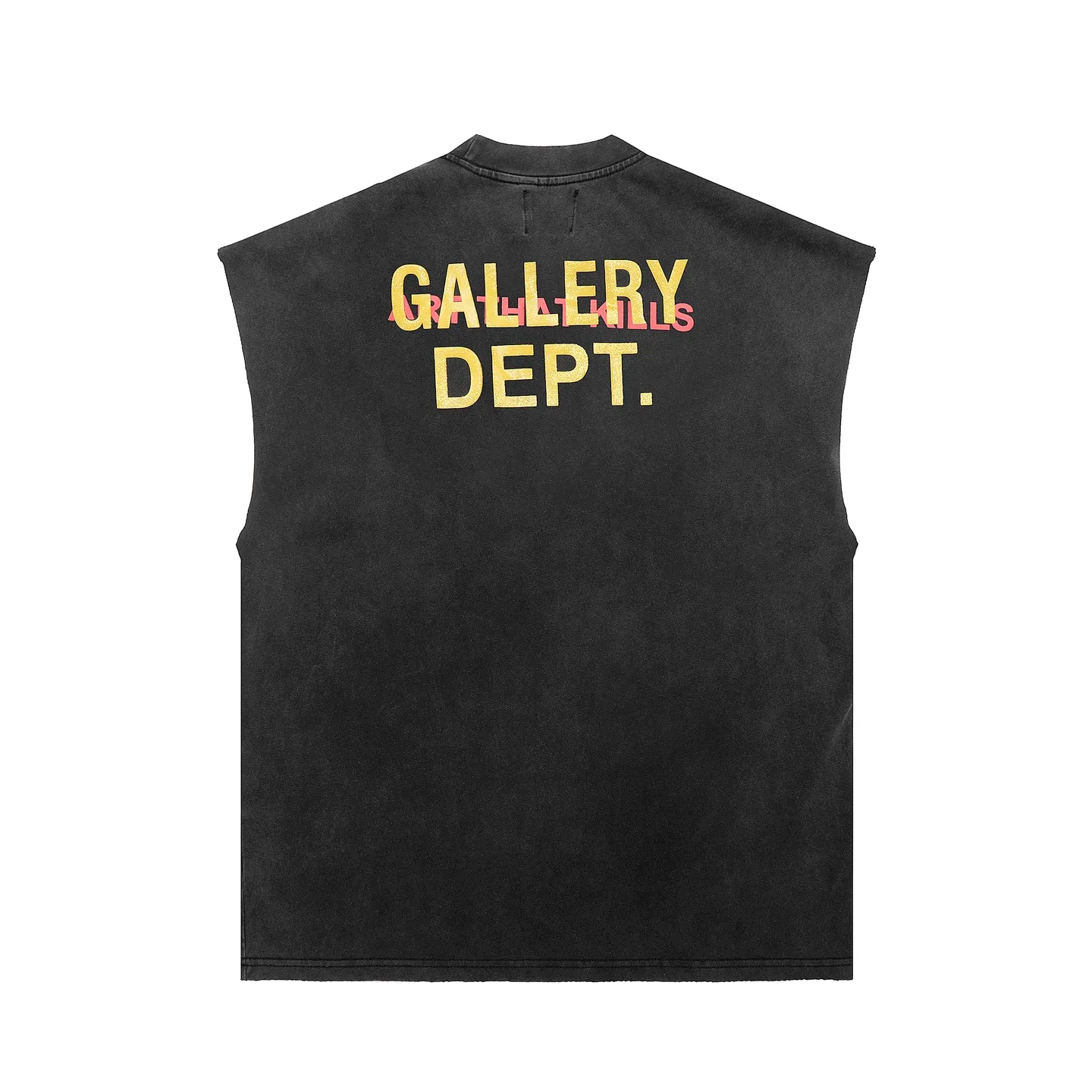 pt model number #G1003 P116 GALLERY DEPT. Distressed and frayed sleeveless waistcoat short sleeves. Skeleton ☠️ hand-held rose print. Made of 280G double yarn pure cotton. The fabric is comfortable and stylish. After washing and distressing, the upper body becomes more fashionable and cool. The collar and hem are frayed. The design is full. The US version is too large. Color: washed black. Size S/M/L/XL